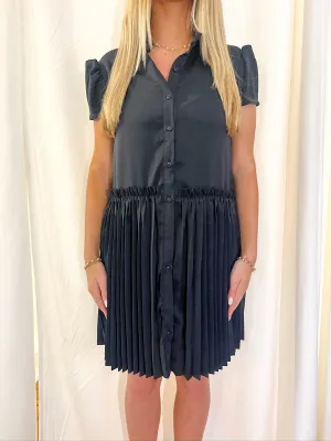 The Eloise Pleated Dress - Black
