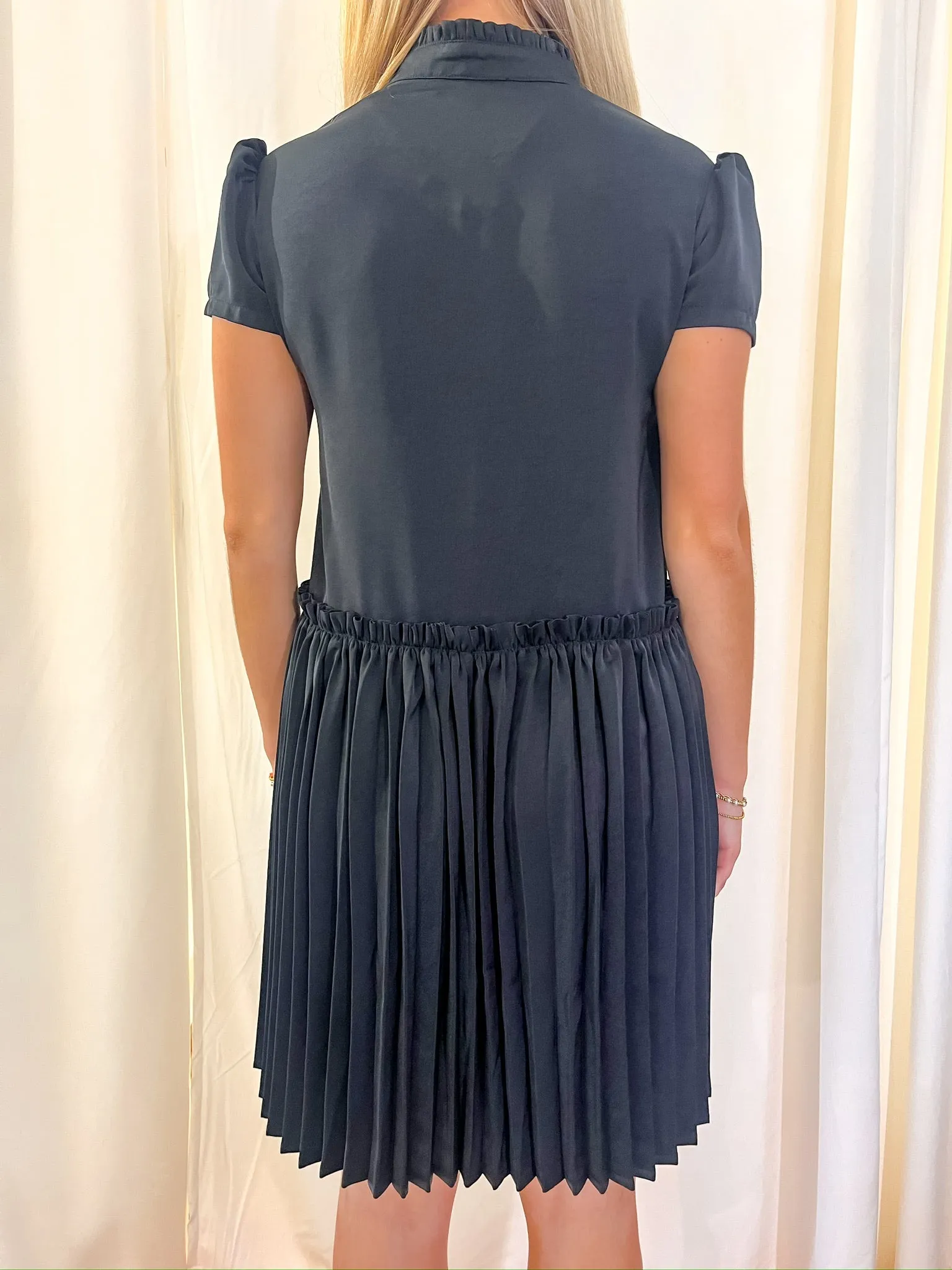 The Eloise Pleated Dress - Black