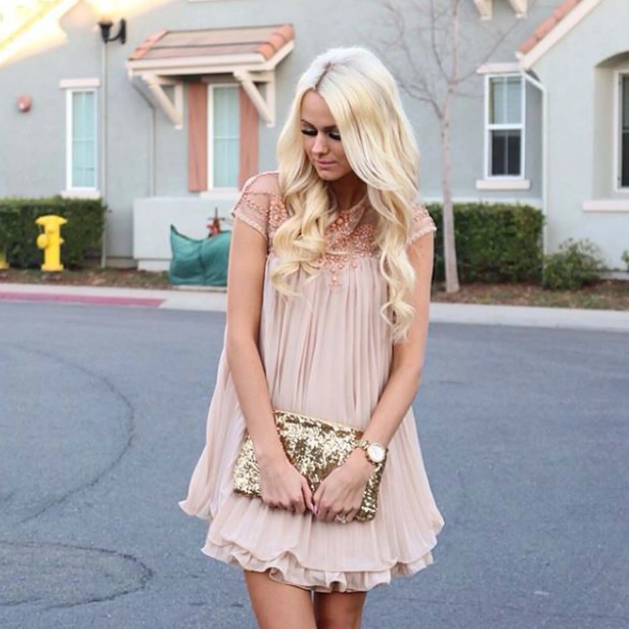 The Hallie Dress in Blush (wholesale)