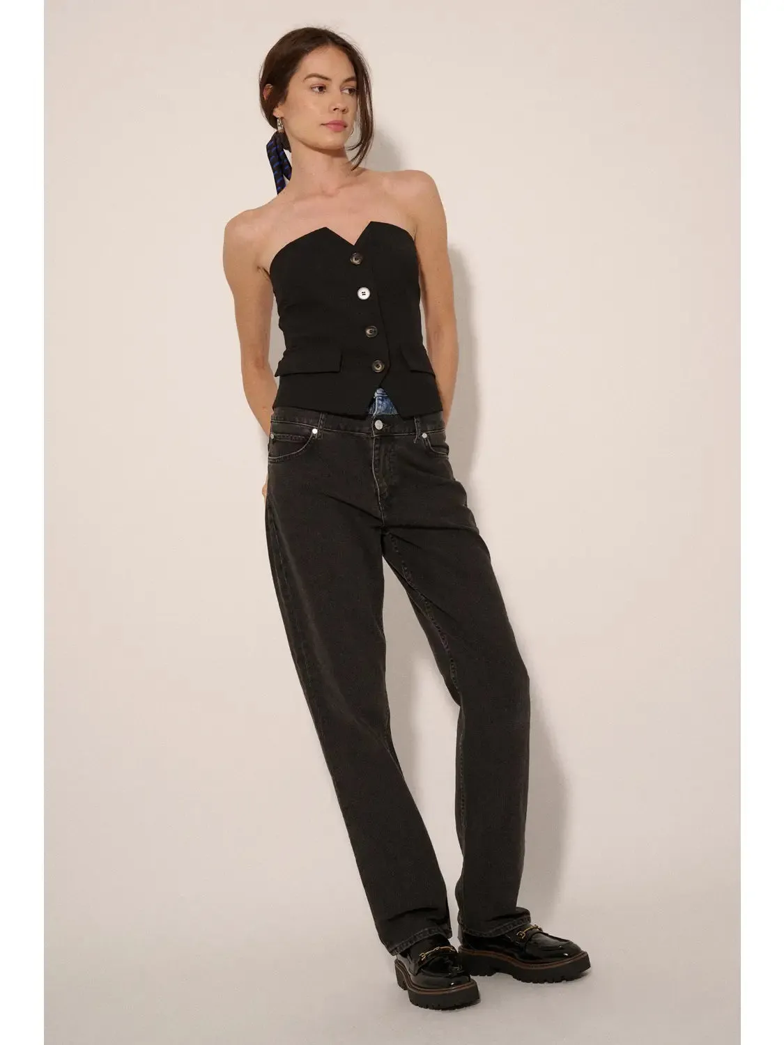 The Kate Strapless Blazer Vest - Black