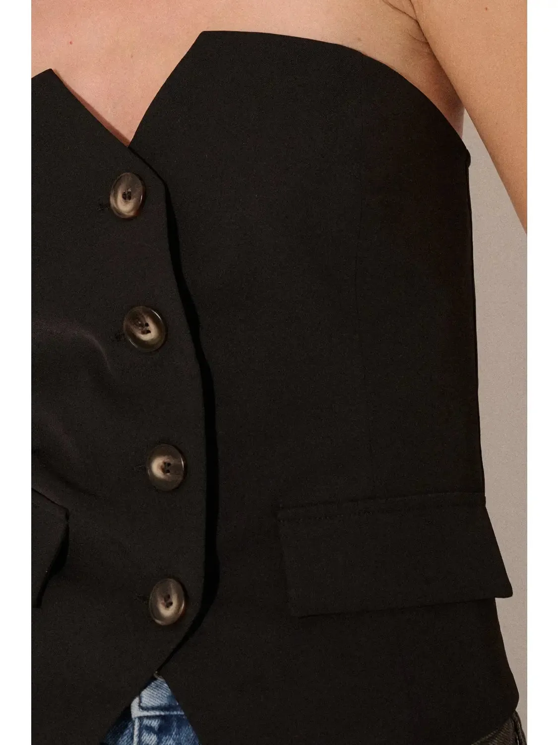 The Kate Strapless Blazer Vest - Black