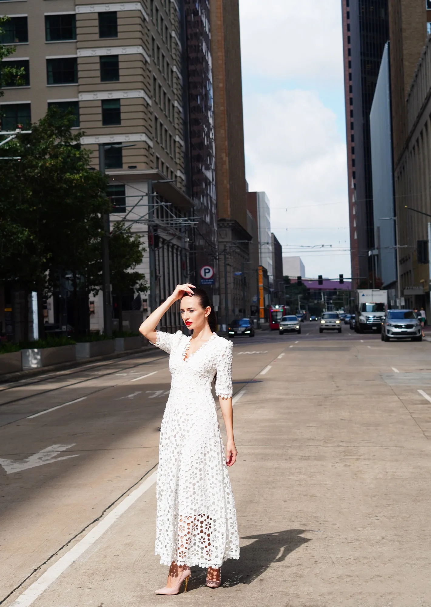 The "Blancha" Eyelet Embroidered White Dress