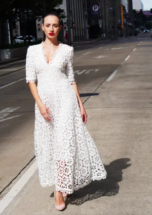 The "Blancha" Eyelet Embroidered White Dress