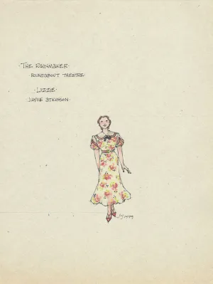 THE RAINMAKER - Jayne Atkinson as 'Lizzie' (Flowered Dress) costume sketch by Jess Goldstein