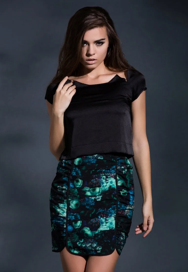 The secret garden ruched floral pencil skirt