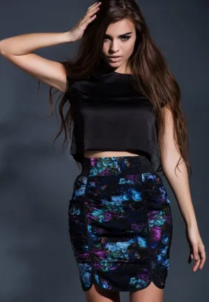The secret garden ruched floral pencil skirt