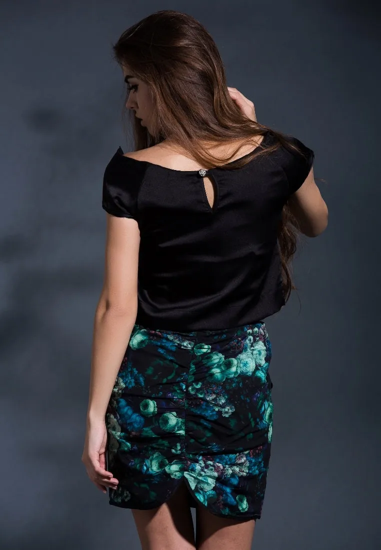 The secret garden ruched floral pencil skirt
