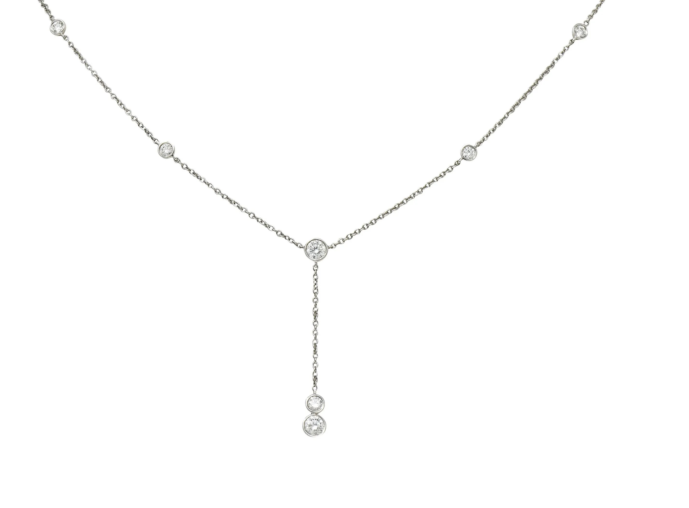 Tiffany & Co. Elsa Peretti 1.00 CTW Diamond Platinum Diamonds By The Yard Lariat Necklace
