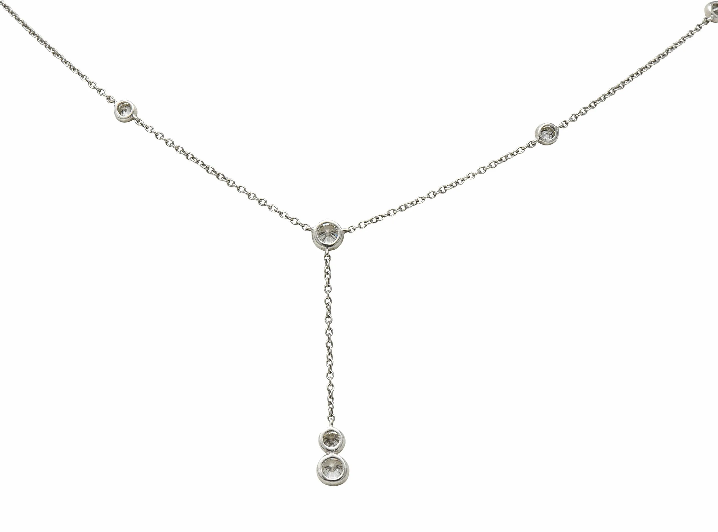 Tiffany & Co. Elsa Peretti 1.00 CTW Diamond Platinum Diamonds By The Yard Lariat Necklace