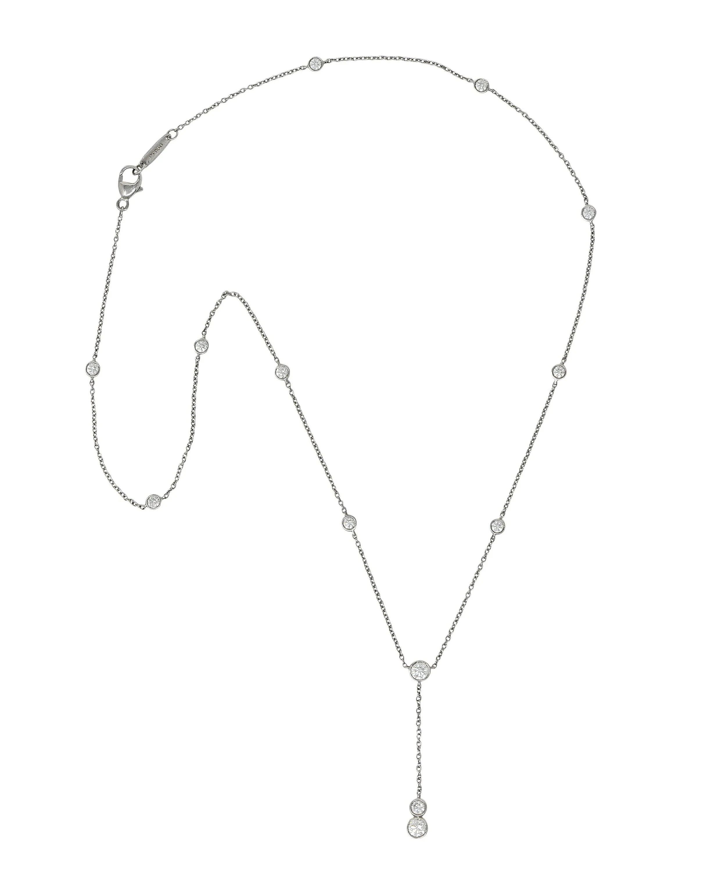 Tiffany & Co. Elsa Peretti 1.00 CTW Diamond Platinum Diamonds By The Yard Lariat Necklace