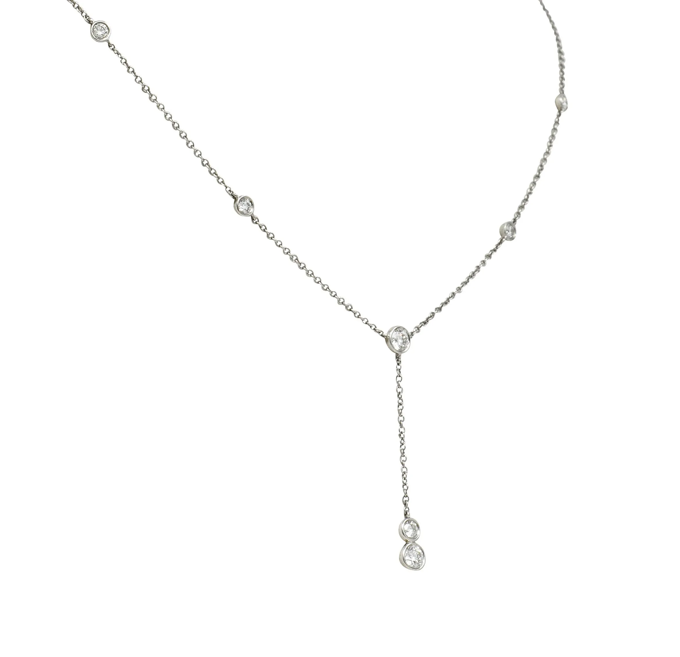 Tiffany & Co. Elsa Peretti 1.00 CTW Diamond Platinum Diamonds By The Yard Lariat Necklace