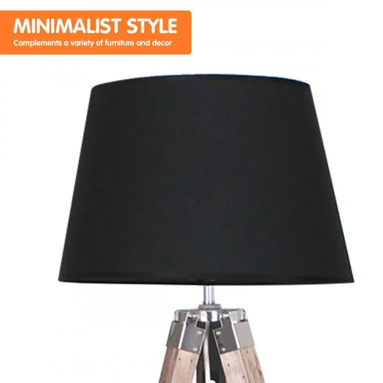 TIMBER TRIPOD FLOOR LAMP SHADE ADJUSTABLE HEIGHT LINEN TAPER FABRIC