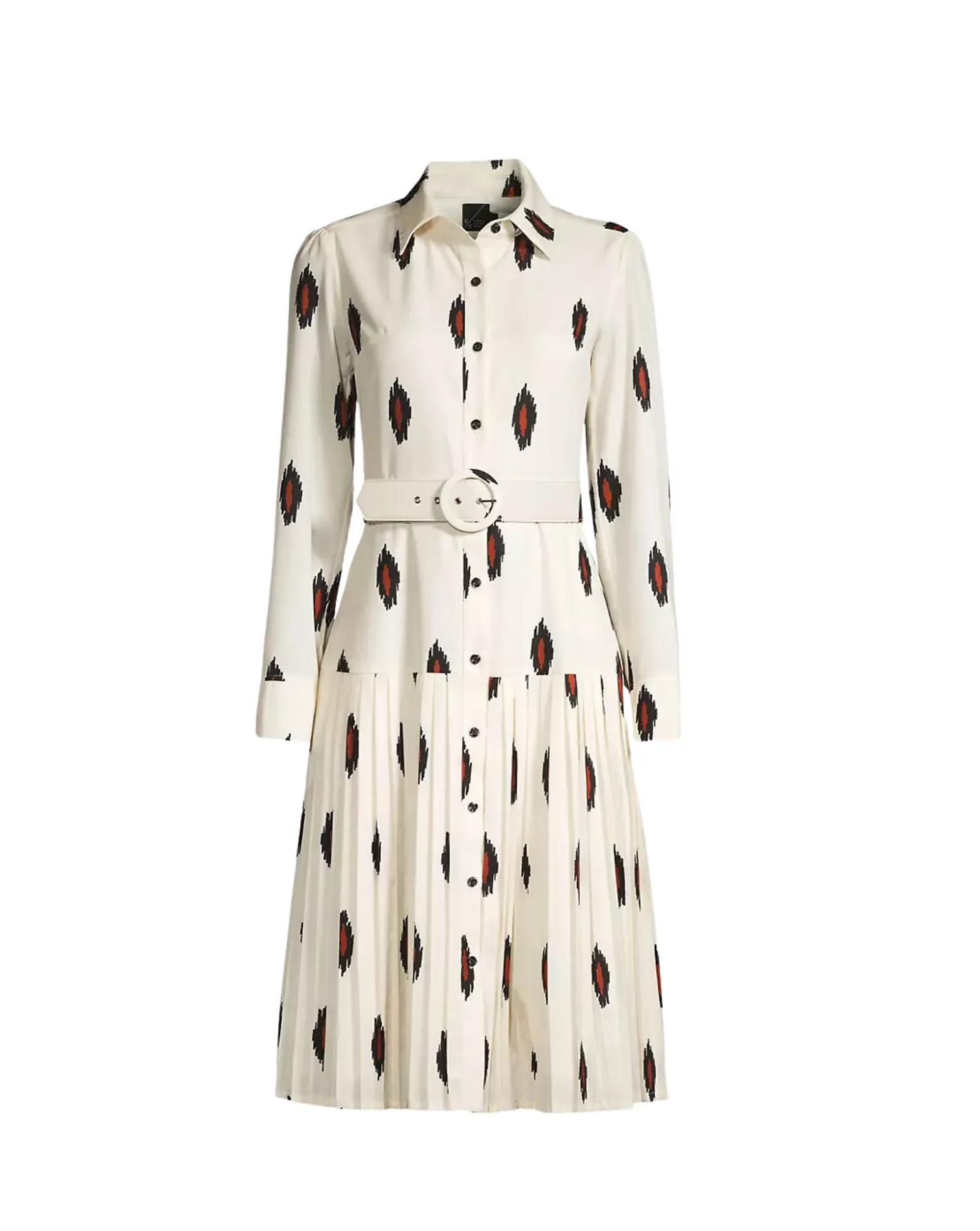 Tribal Dot Cream Pleated Dress