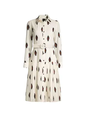 Tribal Dot Cream Pleated Dress