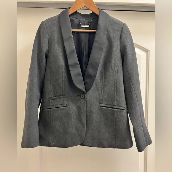 Trina Turk Satin Lapel Fitted Blazer