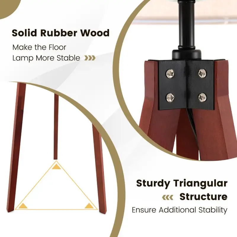 Tripod Floor Lamp with Circular Shelf and White Shade