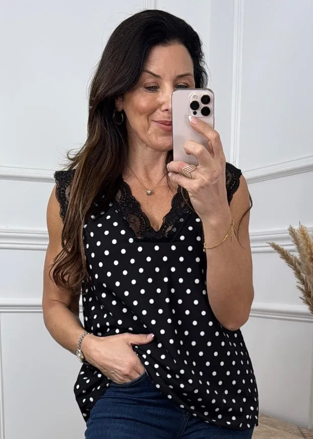 Trisha Black Polka Dot Cami