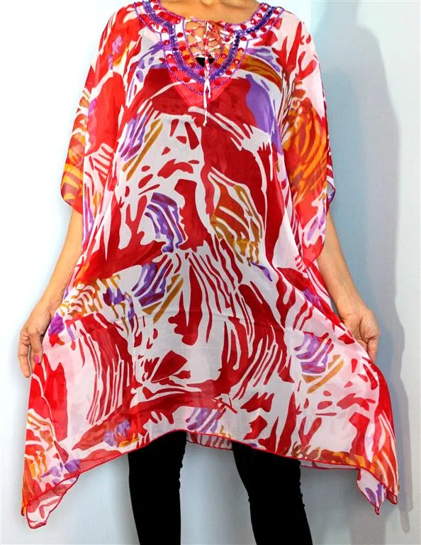 Tunic Top, Plus Size, Printed Georgette, One Size