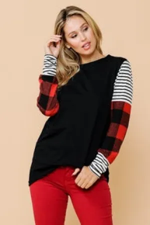 Tunic Top with Color Block Sleeves