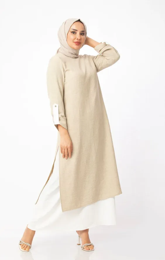 Two-piece Tunic Dress - Beige