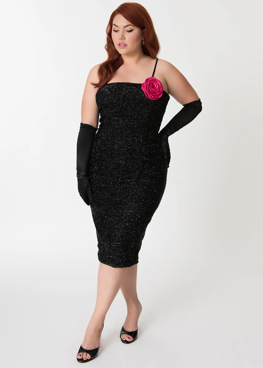 Unique Vintage x Barbie Solo In The Spotlight Strapless Wiggle Dress Black