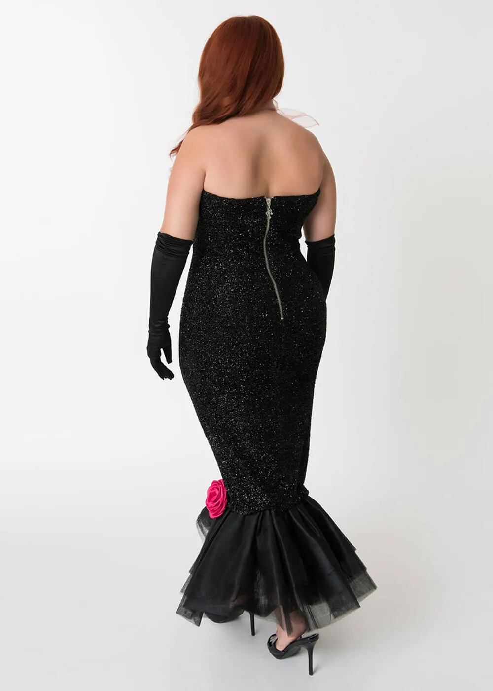 Unique Vintage x Barbie Solo In The Spotlight Strapless Wiggle Dress Black