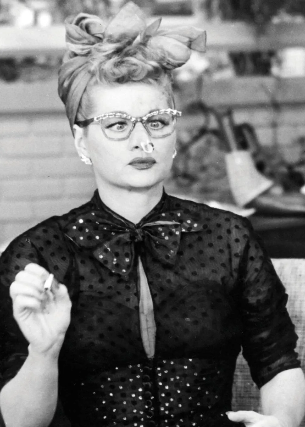 Unique Vintage x I Love Lucy Dot Starlet 50's Duster Black