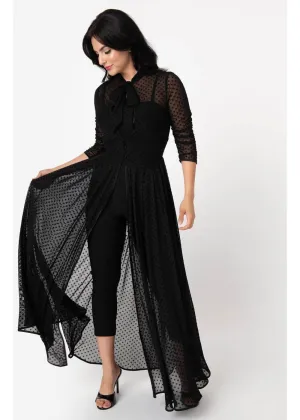 Unique Vintage x I Love Lucy Dot Starlet 50's Duster Black