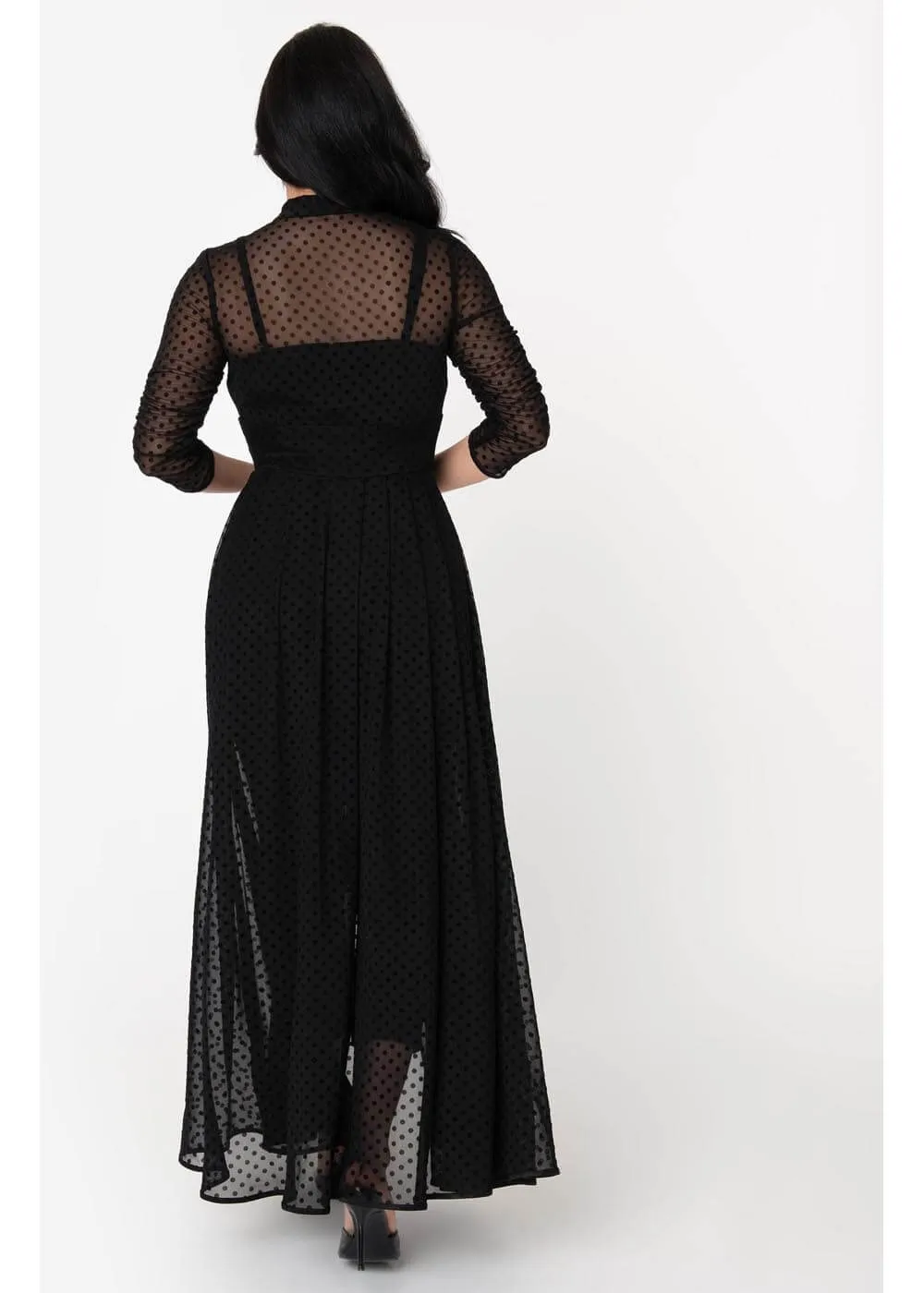 Unique Vintage x I Love Lucy Dot Starlet 50's Duster Black