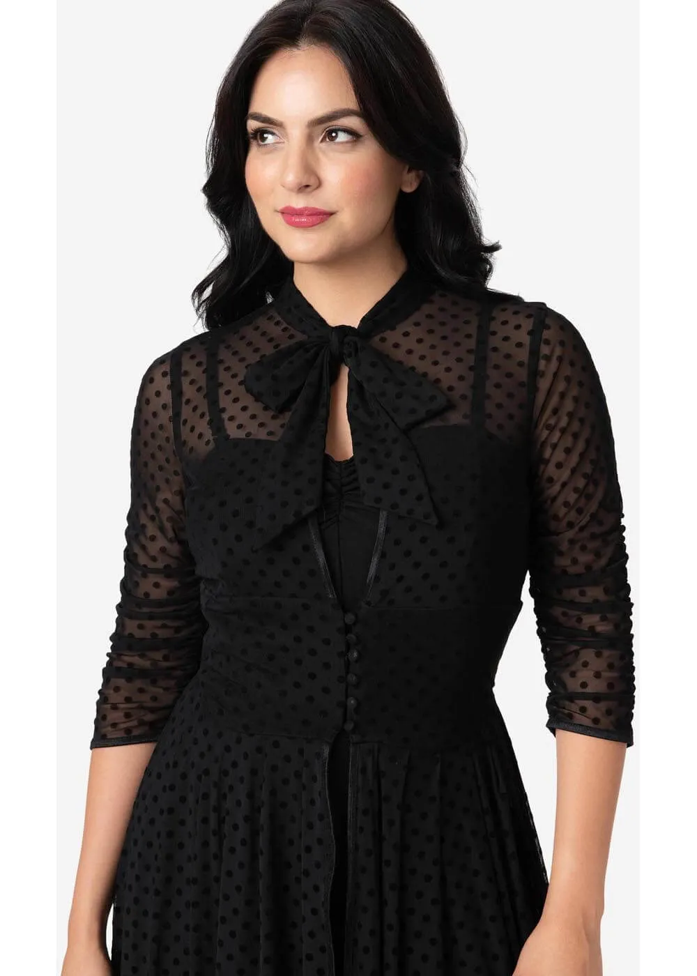 Unique Vintage x I Love Lucy Dot Starlet 50's Duster Black