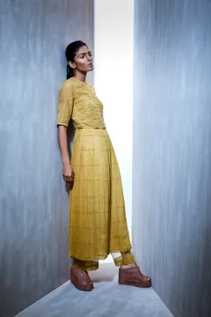 Urvashi Kaur   I   Ruched Pleated Zari Kota Cotton Dress