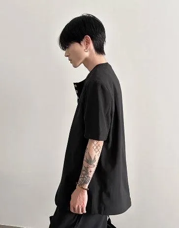 V-neck Cotton and Linen Short-sleeved Suit