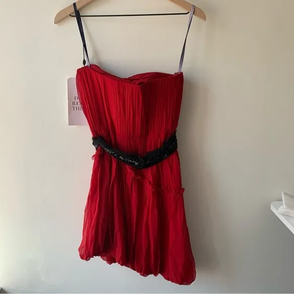 Vera Wang Lavender Label Red Silk Dress Sz 4 NWT