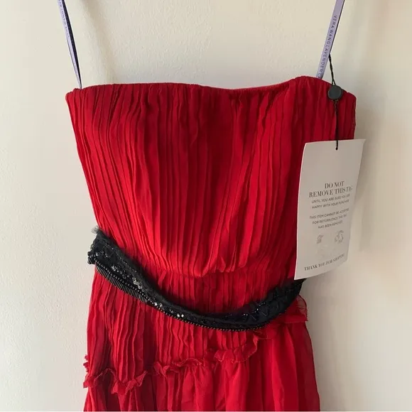 Vera Wang Lavender Label Red Silk Dress Sz 4 NWT
