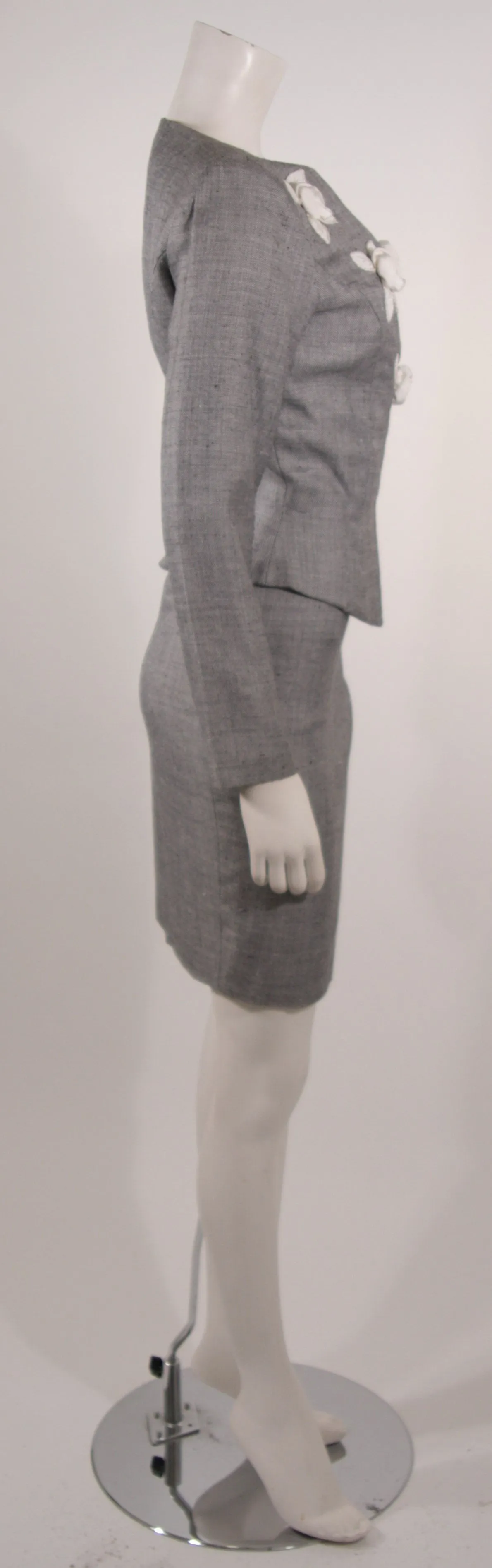 VICKY TIEL Linen and Wool 2 pc Jacket and Skirt Suit