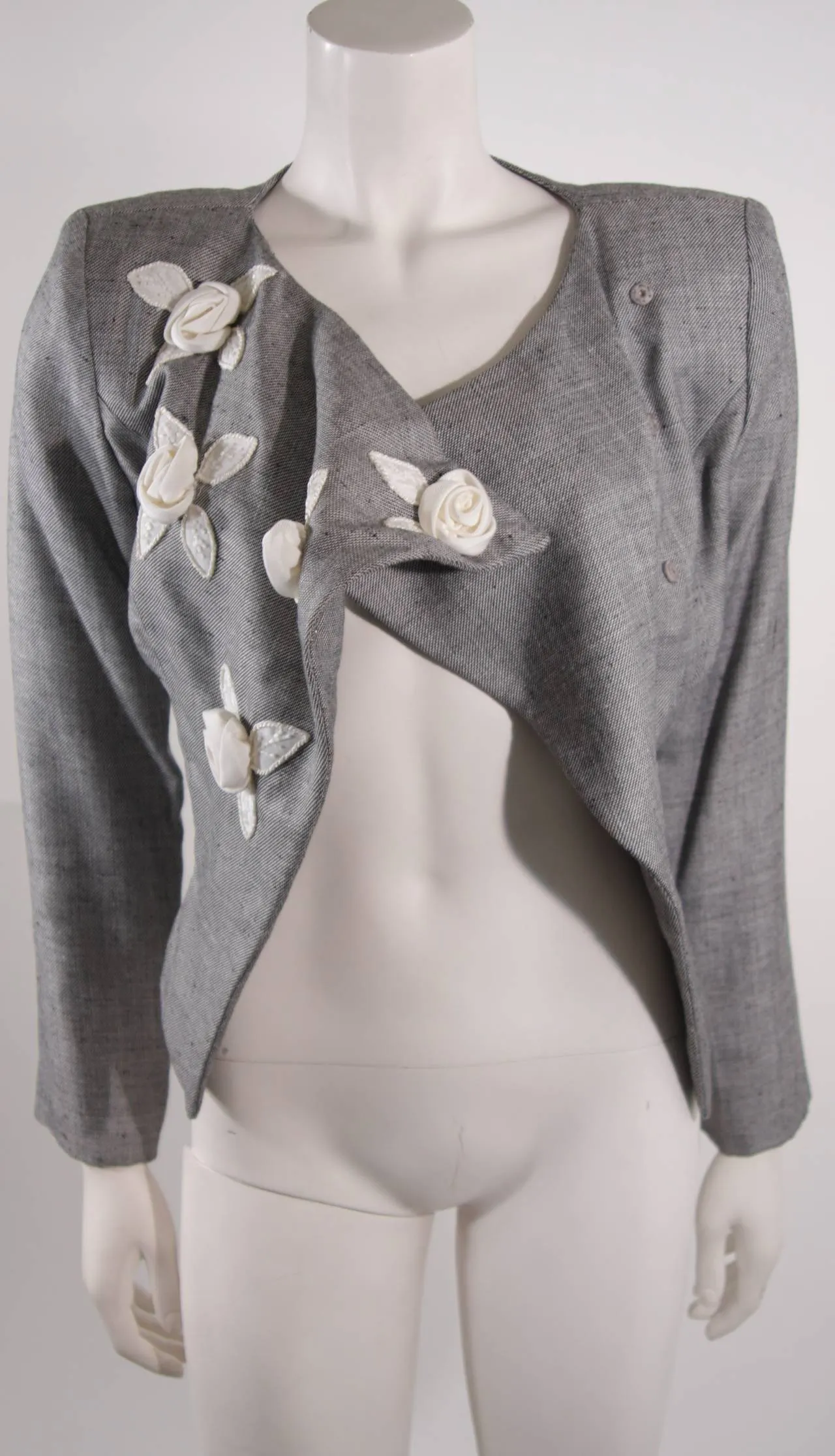 VICKY TIEL Linen and Wool 2 pc Jacket and Skirt Suit
