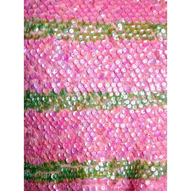Vintage  Dress Pink & Green Sequin Sweater Gene Shelly 1960s Small Orig. Box