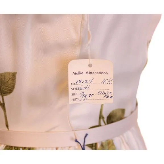 Vintage Fitted Silk Roses Day Dress Nat Kaplan NOS 1950S 34-25-38