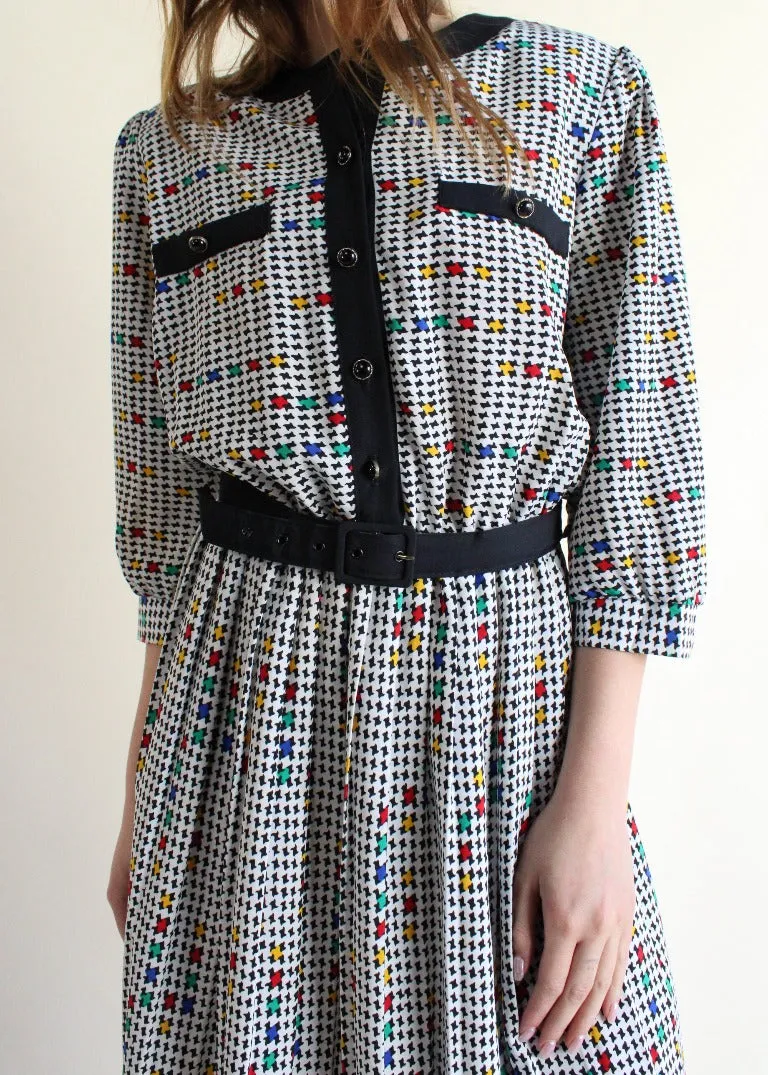 Vintage Houndstooth Dress D0346