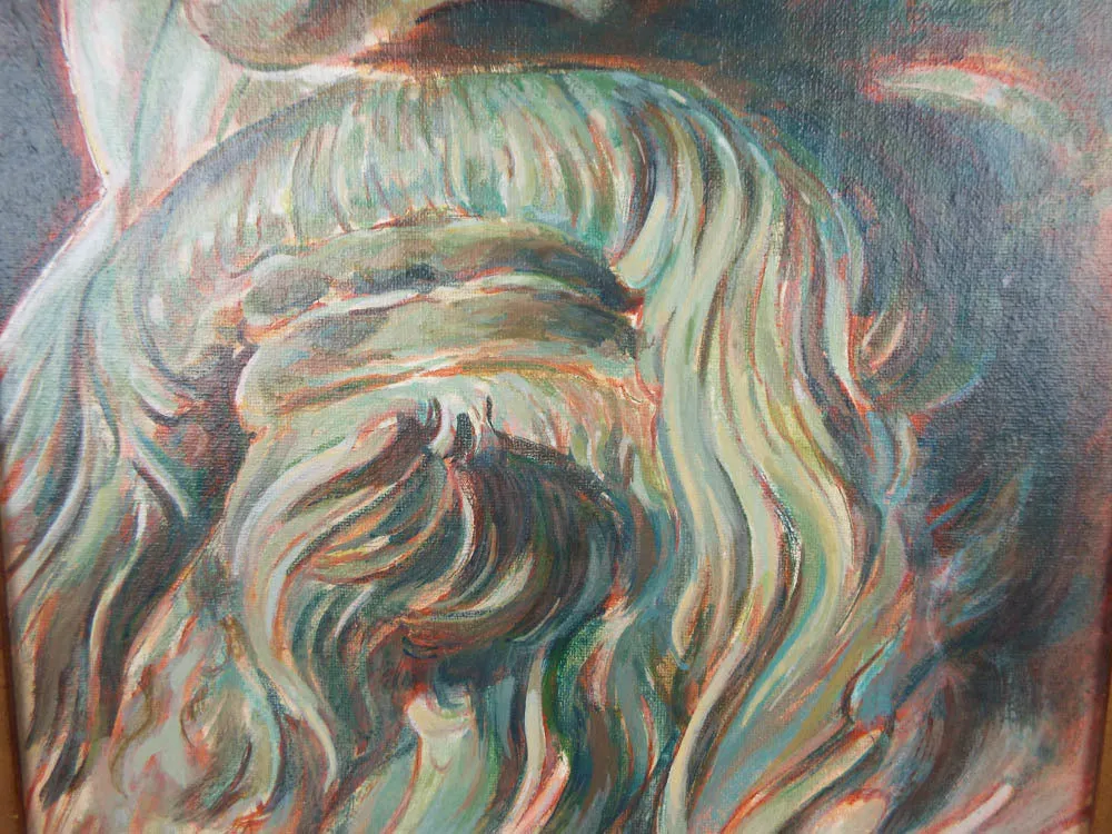 Vintage Oil on Board Portrait Painting Classical Male Figure by P Turbov 1970