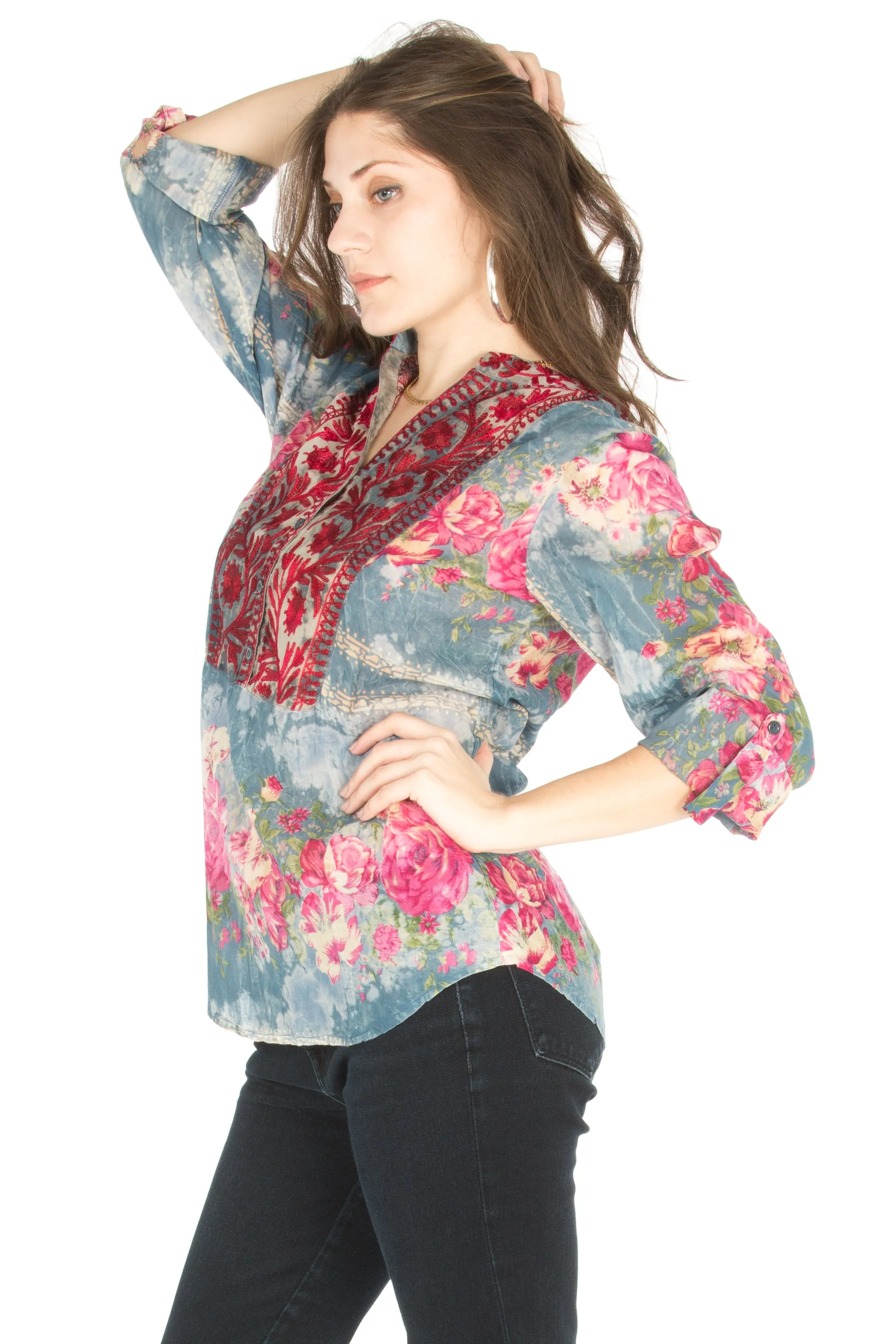 Vintage Tunic with Floral Embroidery