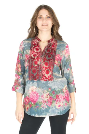 Vintage Tunic with Floral Embroidery