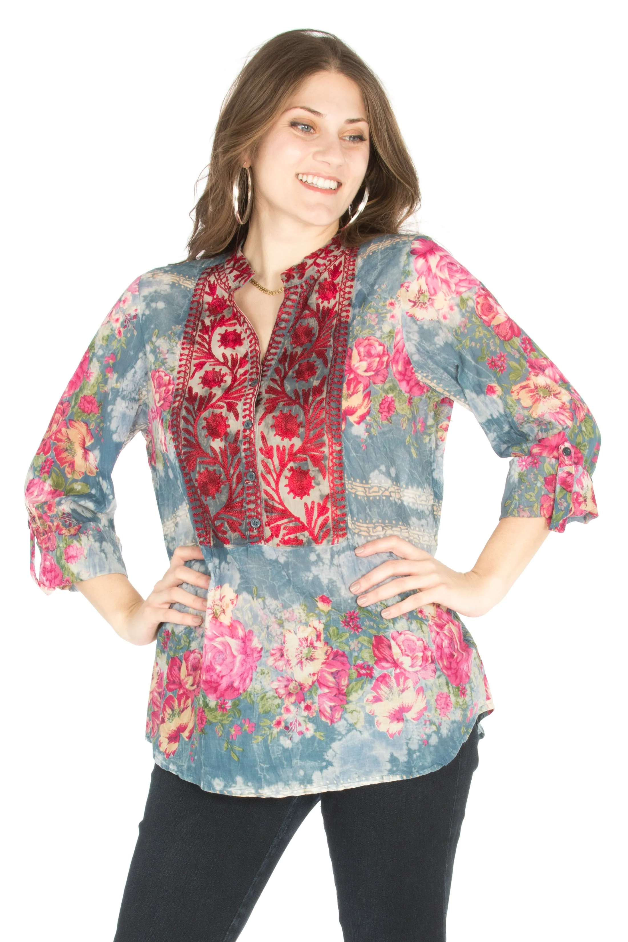 Vintage Tunic with Floral Embroidery