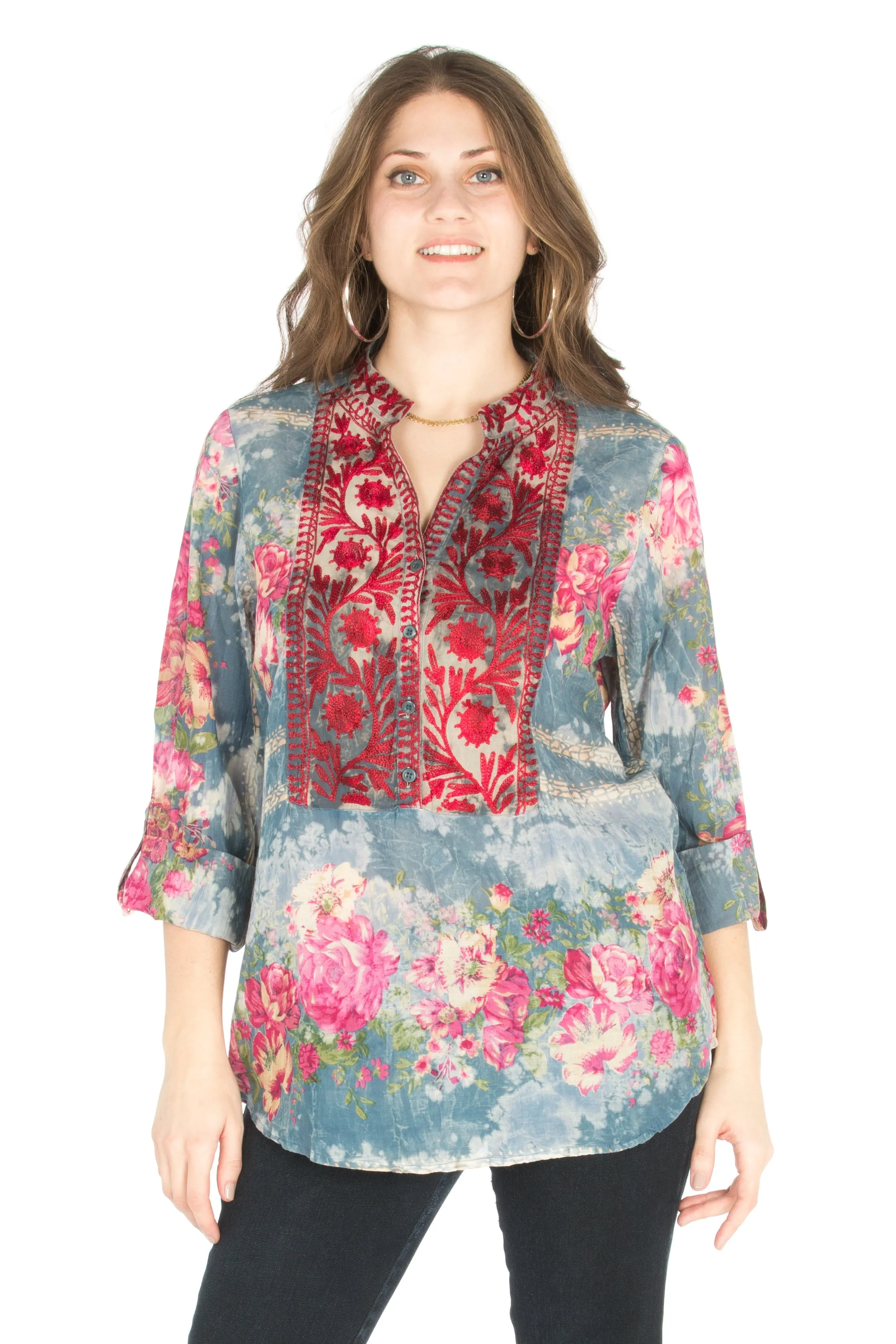 Vintage Tunic with Floral Embroidery