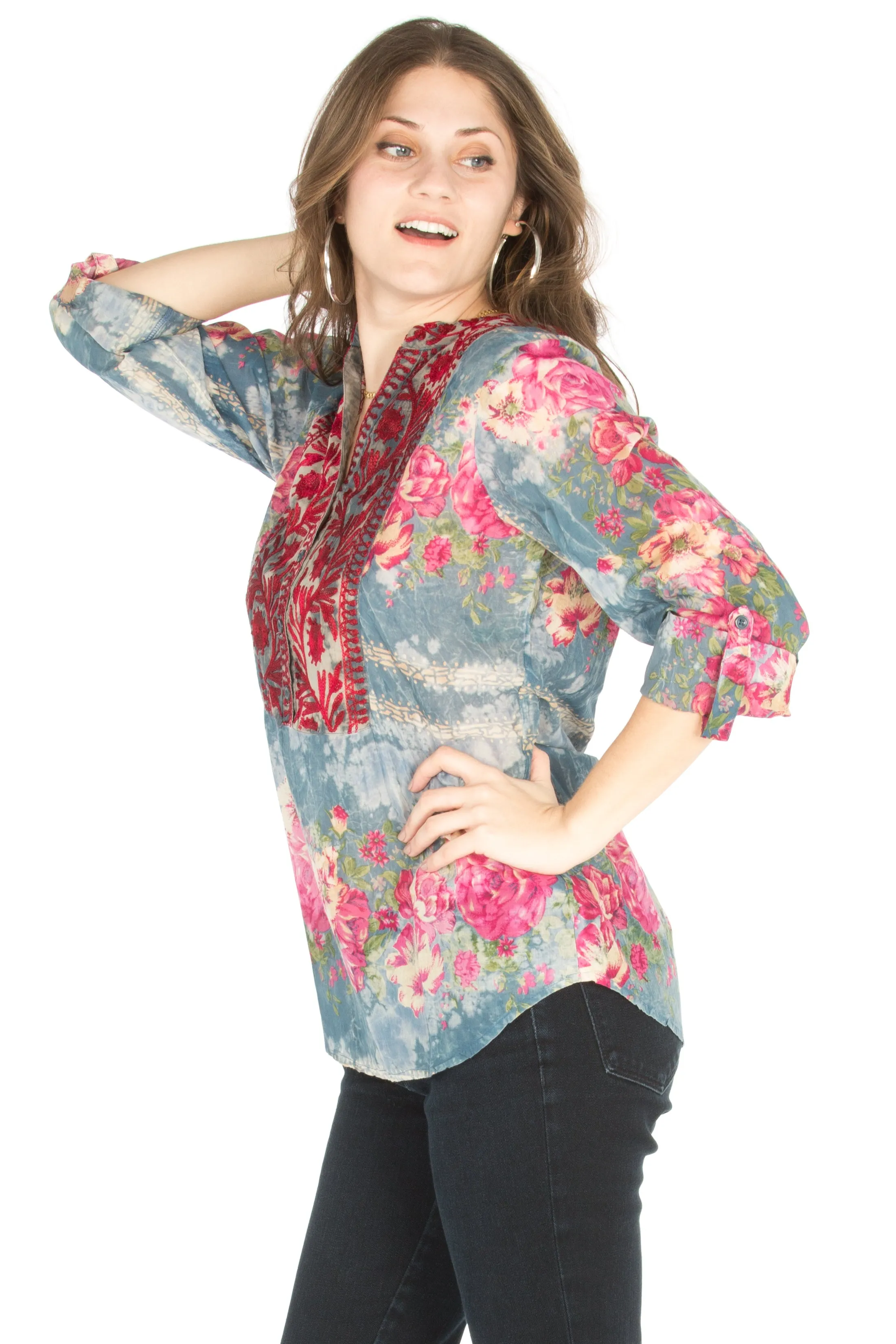 Vintage Tunic with Floral Embroidery