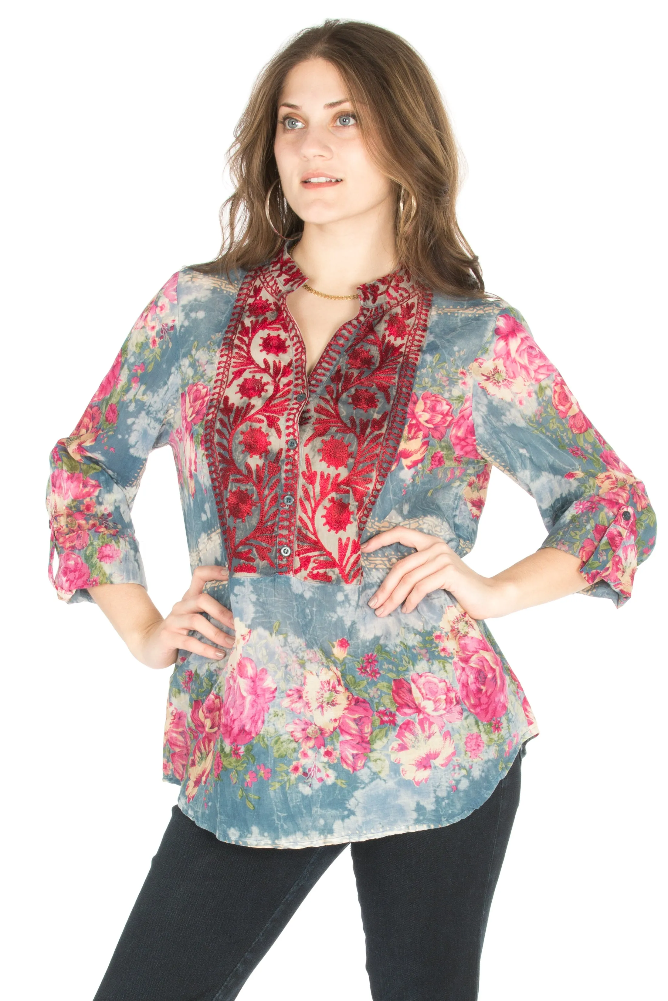 Vintage Tunic with Floral Embroidery