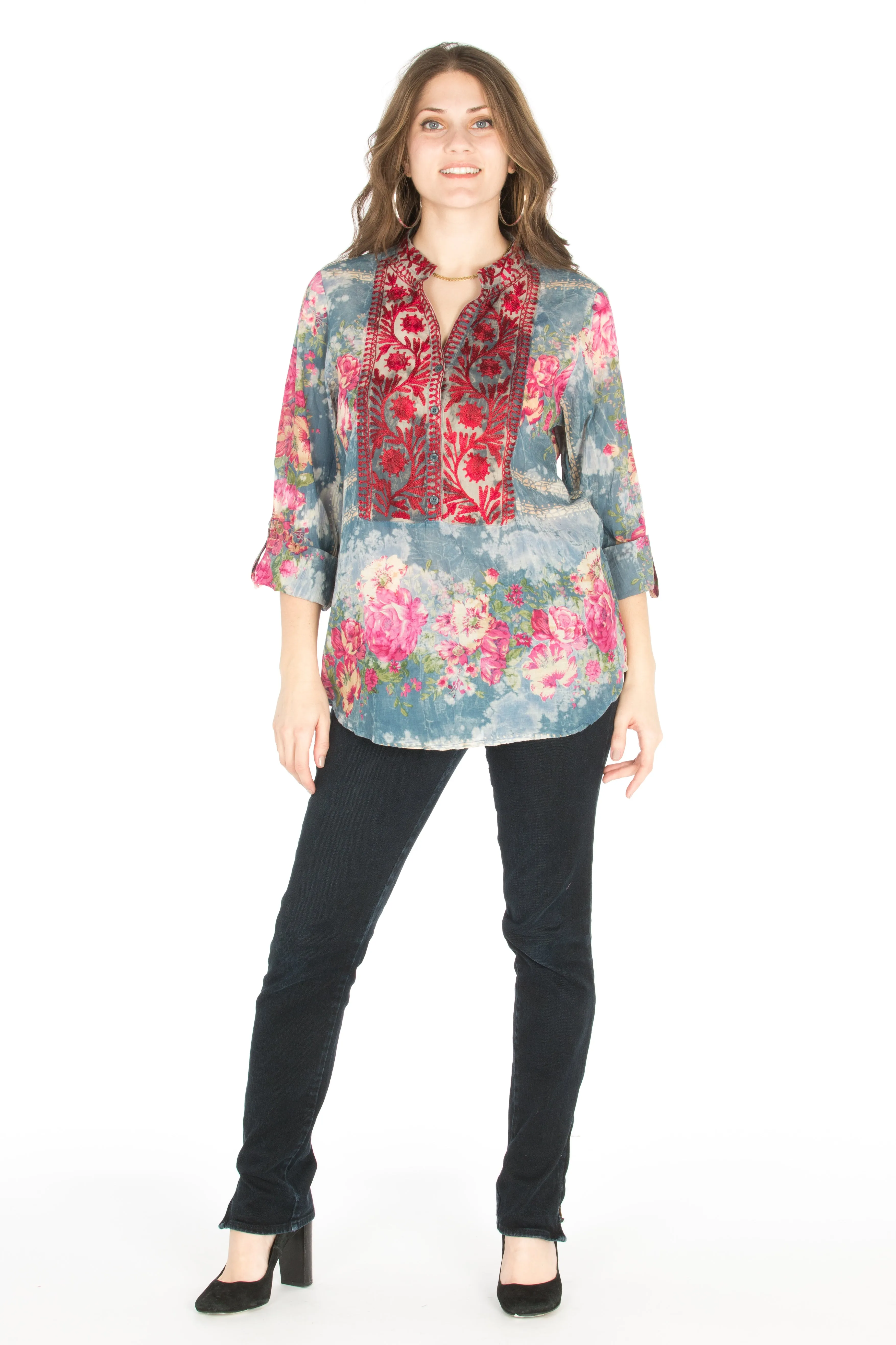 Vintage Tunic with Floral Embroidery