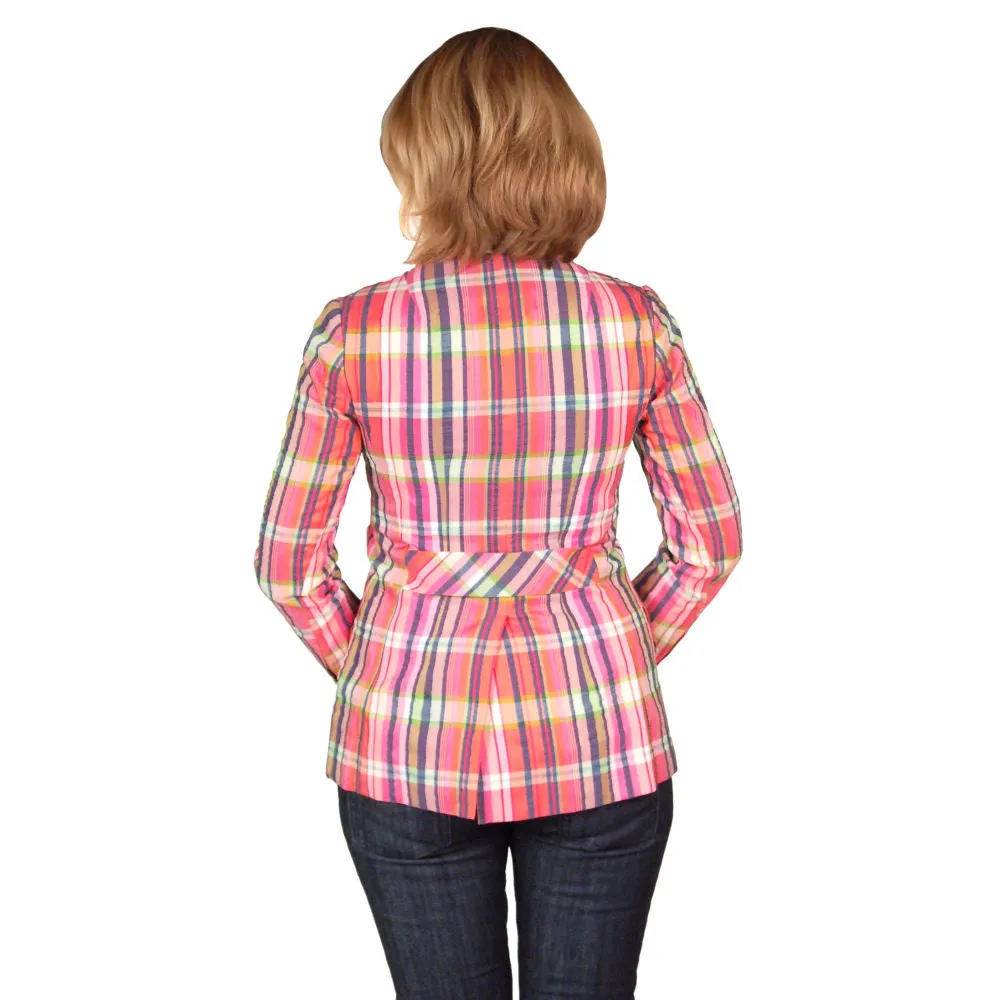 Vintage Womens Silk Seersucker Blazer T. Jones 1970S 34 Bust