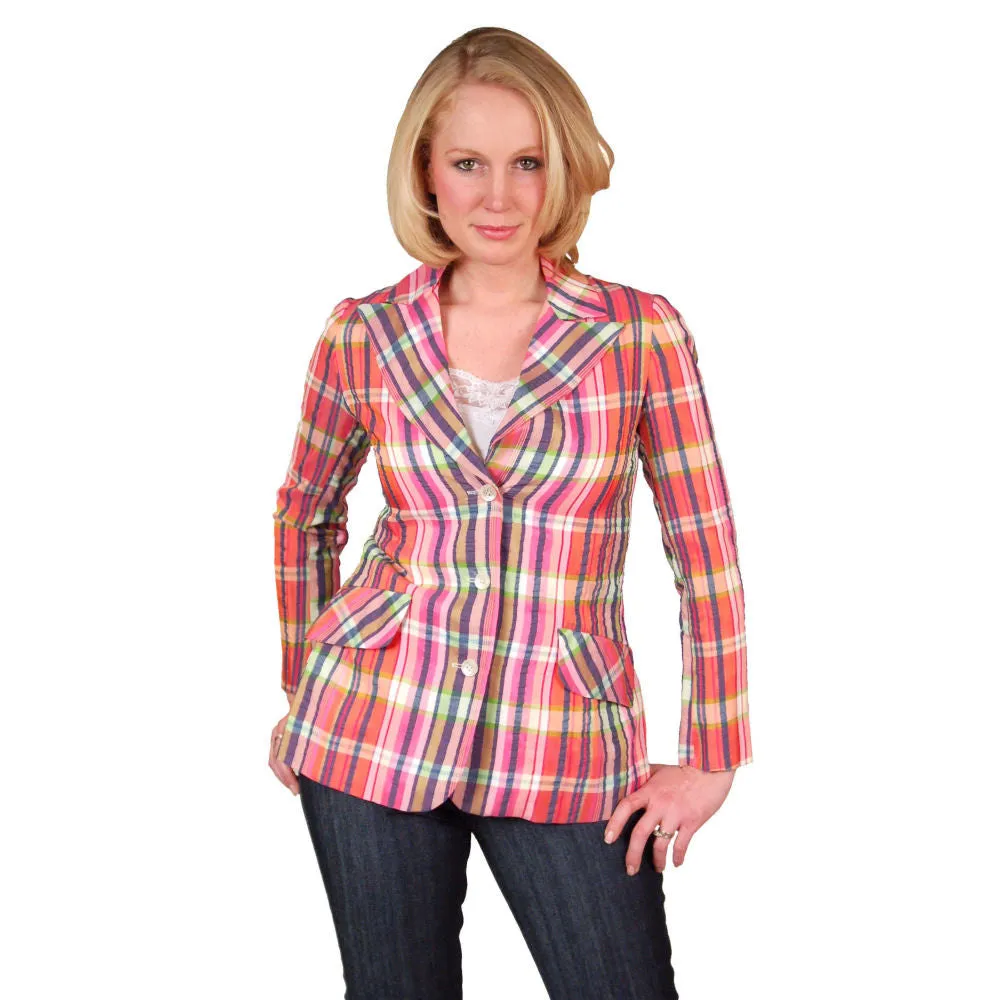 Vintage Womens Silk Seersucker Blazer T. Jones 1970S 34 Bust