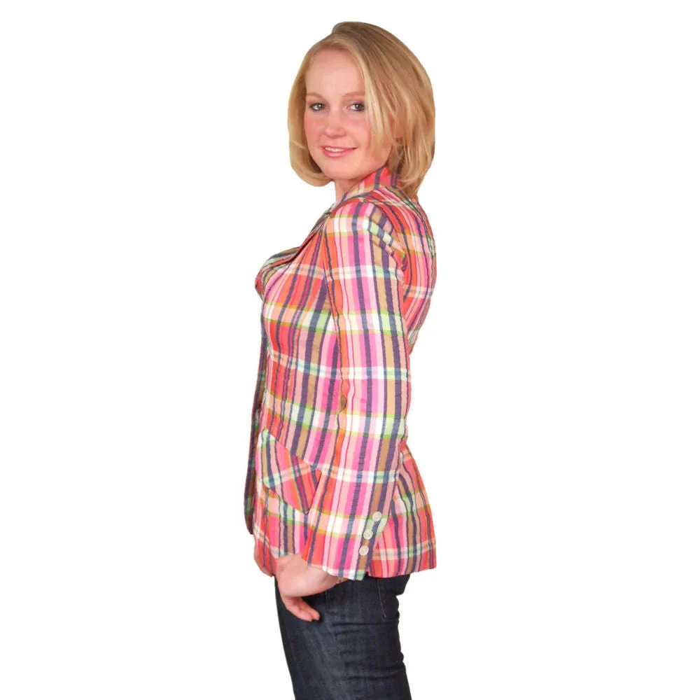Vintage Womens Silk Seersucker Blazer T. Jones 1970S 34 Bust